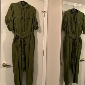 ModCloth olive green long sleeve button jumpsuit. Great condition!